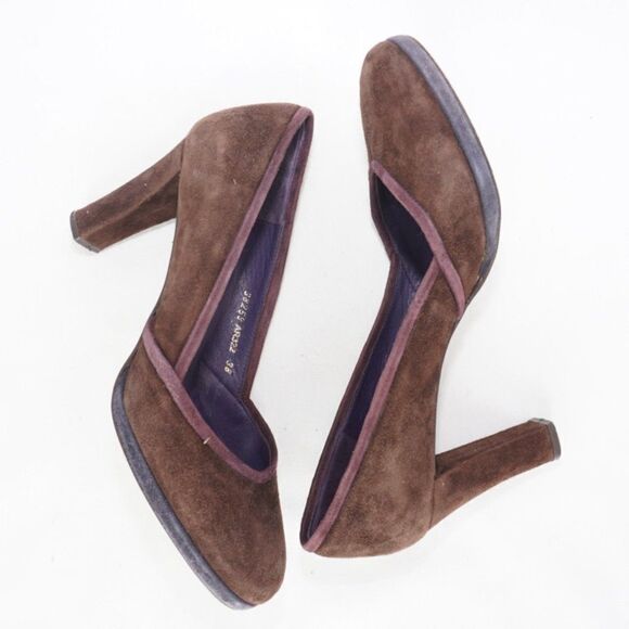 Boden Suede Brown Round Toe Heels, Size 38/8 - Picture 7 of 8